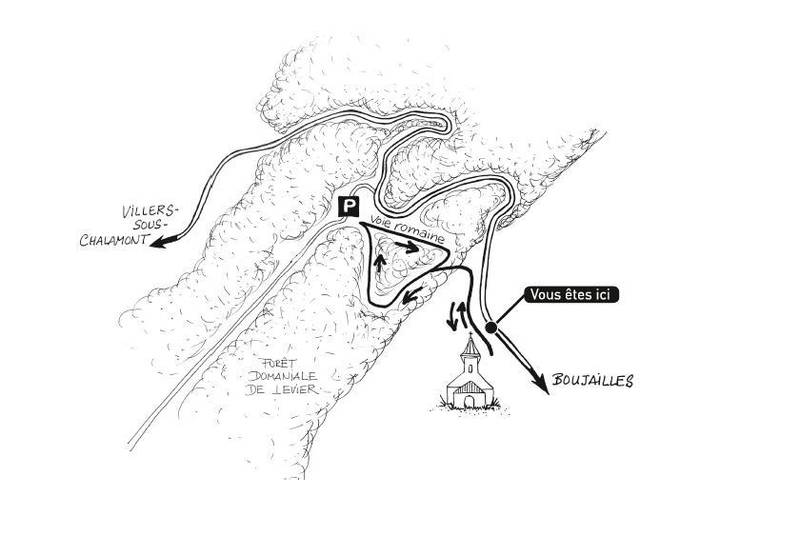 Plan du sentier du passage antique de Chalamont
